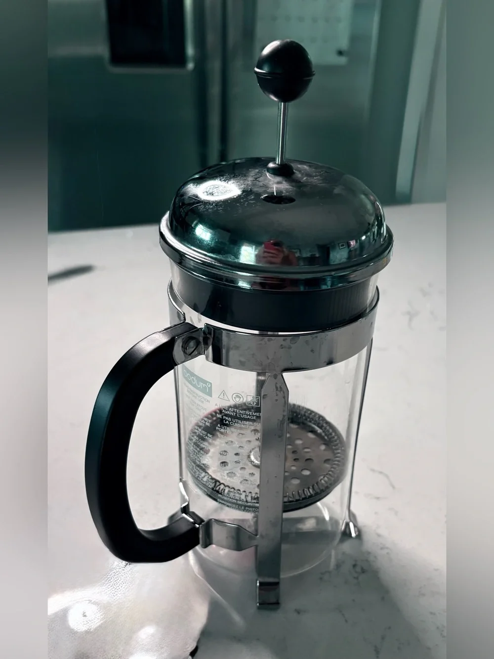 Bodum Clear Glass French Press with Black Handle